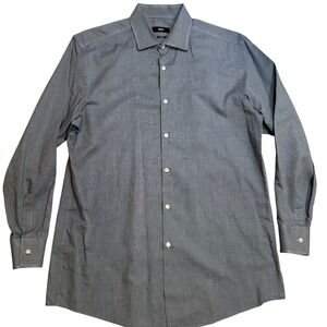 BOSS Hugo Boss Sharp Fit Men's Dress Shirt Gray Size 16.5 R Sleeve Button Down